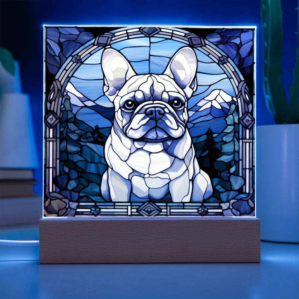 White French Bulldog (1) Dog Acrylic  Square Plaque, Pet Memorial