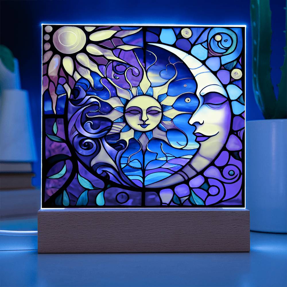 SG_SunMoonSon (2) Sublimation Stained Glass Square Acrylic Plaque