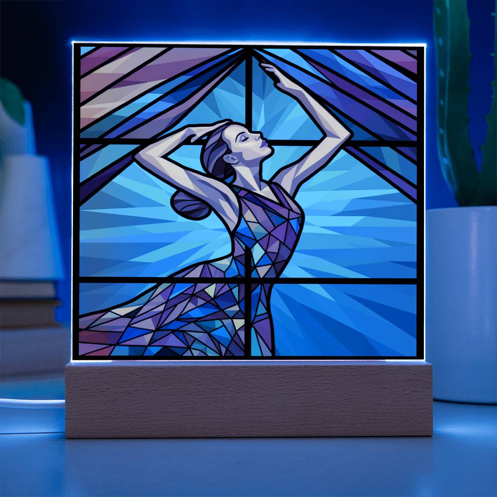 Dancer Sublimation Stained Glass Square Acrylic Plaque