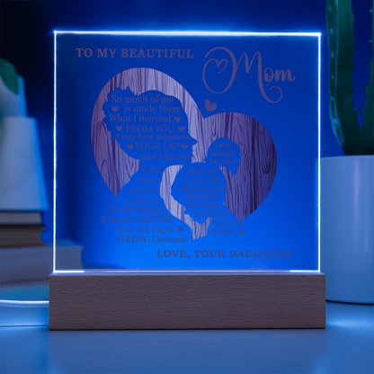 My Beautiful Mom Square Acrylic Plaque and Nightlight
