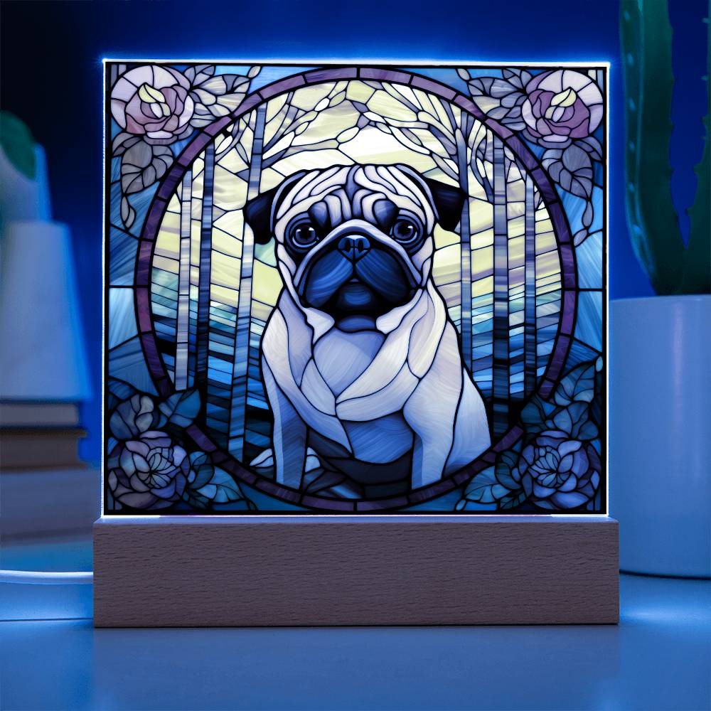 Pug Dog Acrylic  Square Plaque, Pet Memorial