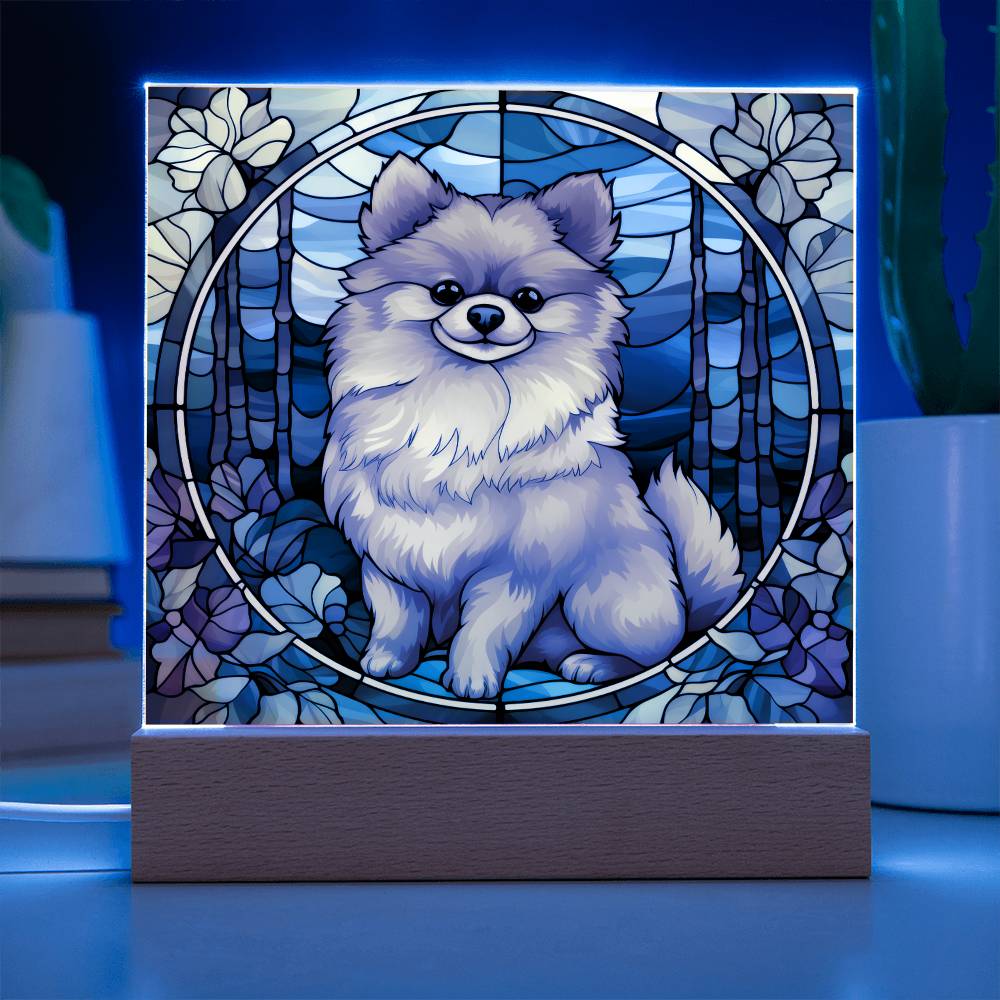 Pomeranian Dog Acrylic  Square Plaque, Pet Memorial