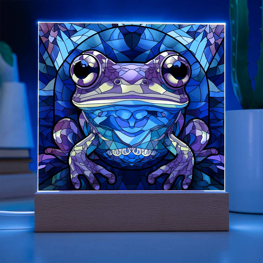 Frog Sublimation Stained Glass Square Acrylic Plaque