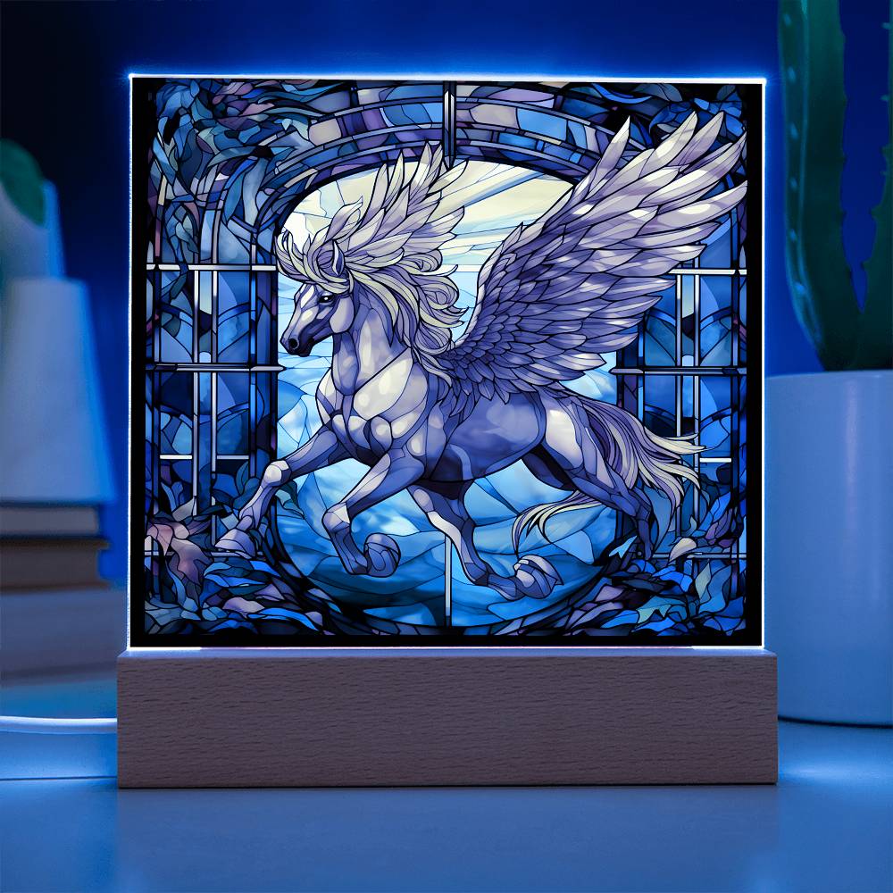 Pegasus Sublimation Stained Glass Square Acrylic Plaque