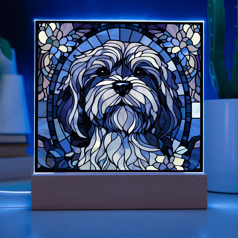 Dog Sublimation Stained Glass Square Acrylic Plaque