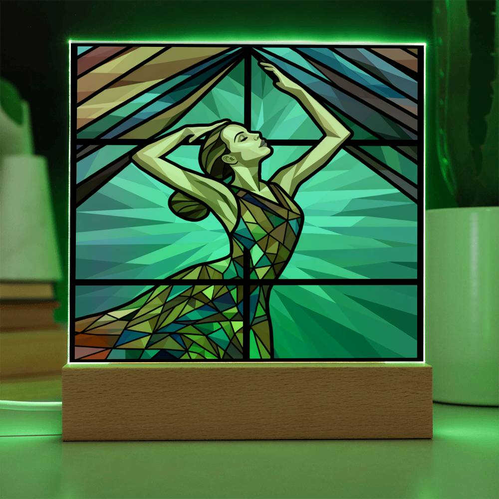 Dancer Sublimation Stained Glass Square Acrylic Plaque