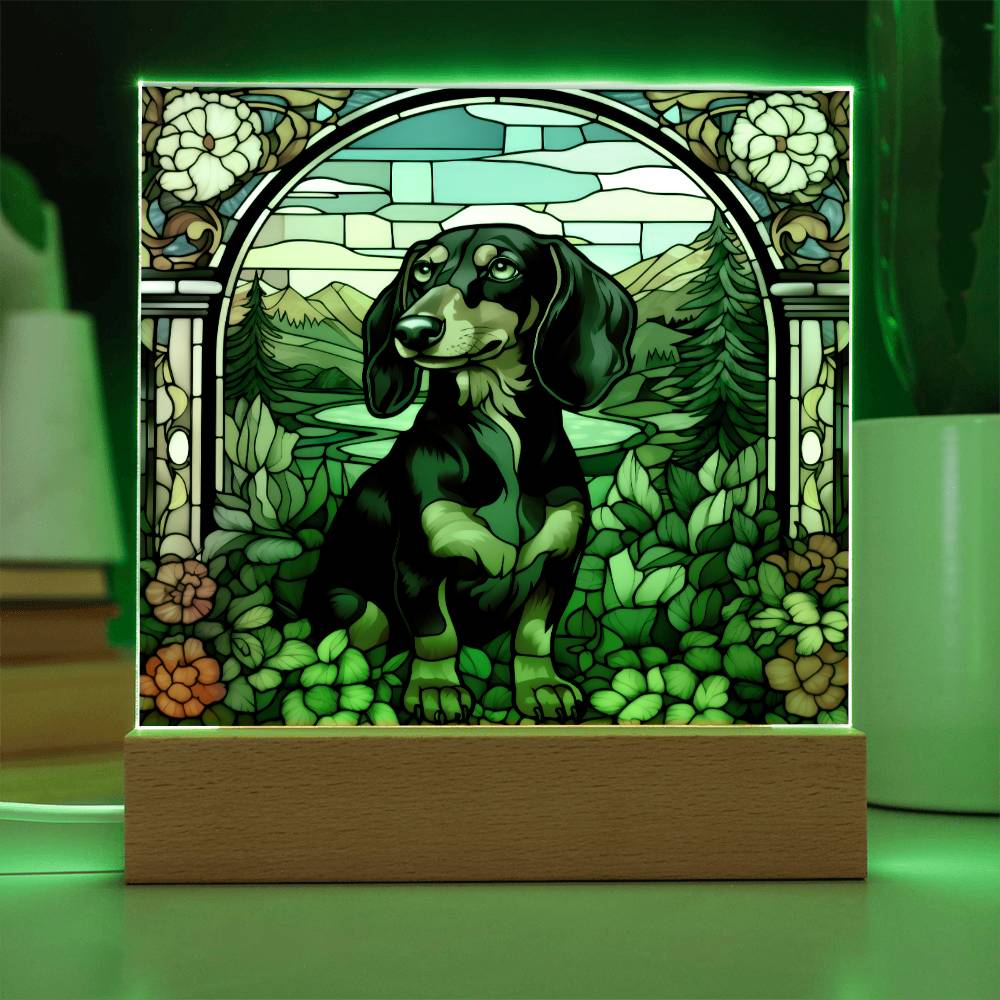 Dachshund Dog Acrylic  Square Plaque, Pet Memorial