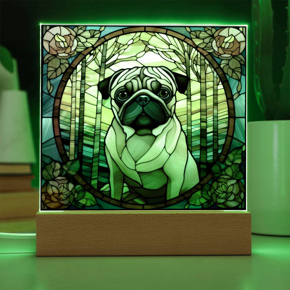 Pug Dog Acrylic  Square Plaque, Pet Memorial