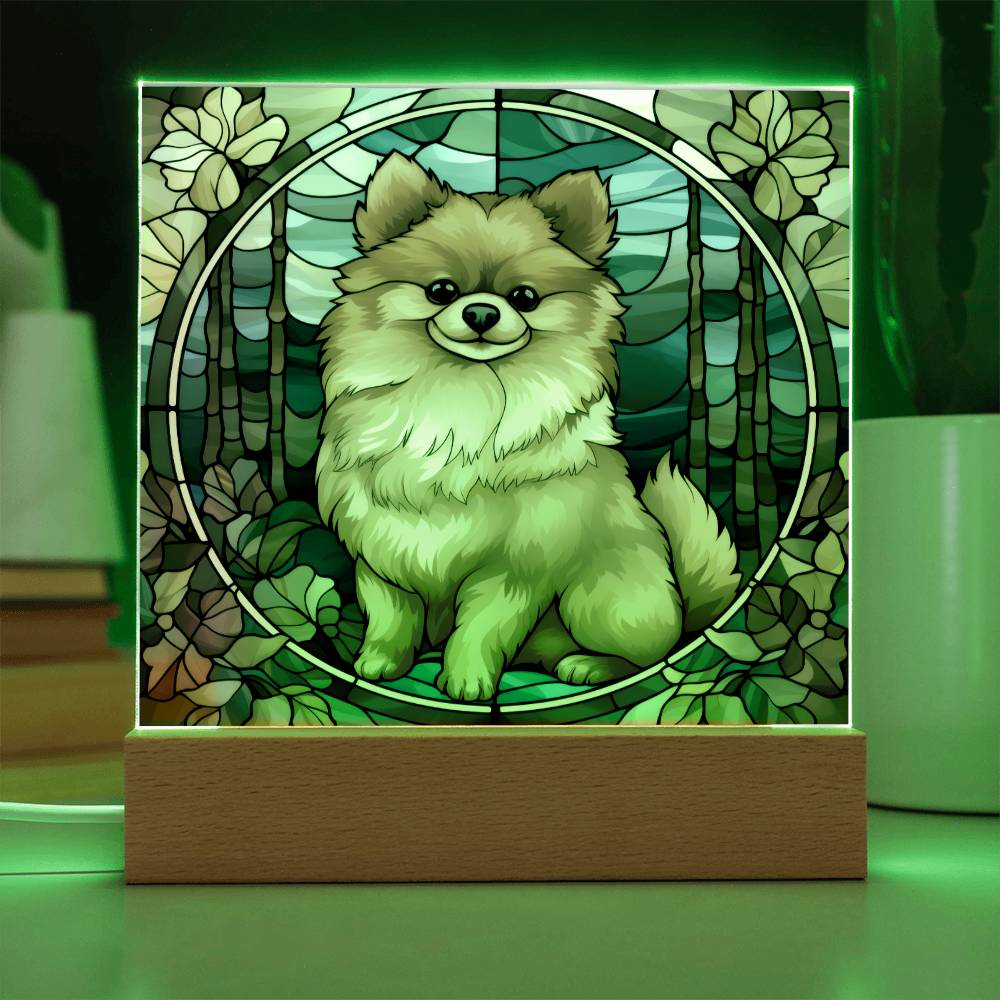 Pomeranian Dog Acrylic  Square Plaque, Pet Memorial