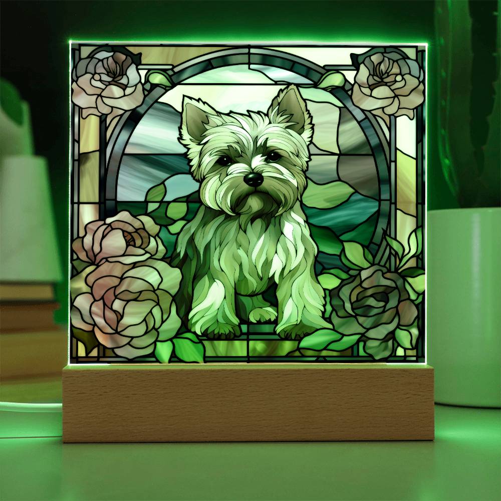 Yorkshire Terrier Dog Acrylic  Square Plaque, Pet Memorial