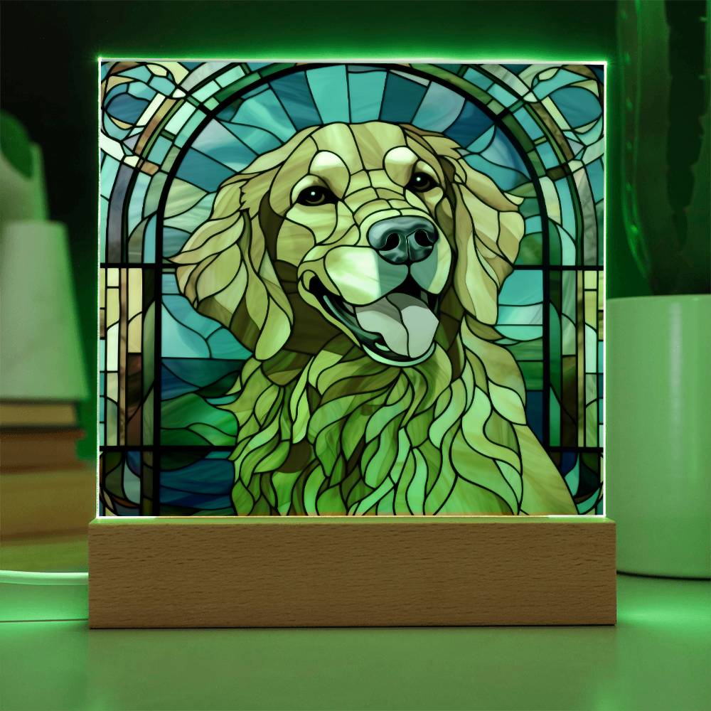 Golden Retriever Dog Acrylic  Square Plaque, Pet Memorial