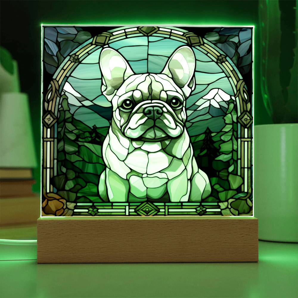 White French Bulldog (1) Dog Acrylic  Square Plaque, Pet Memorial