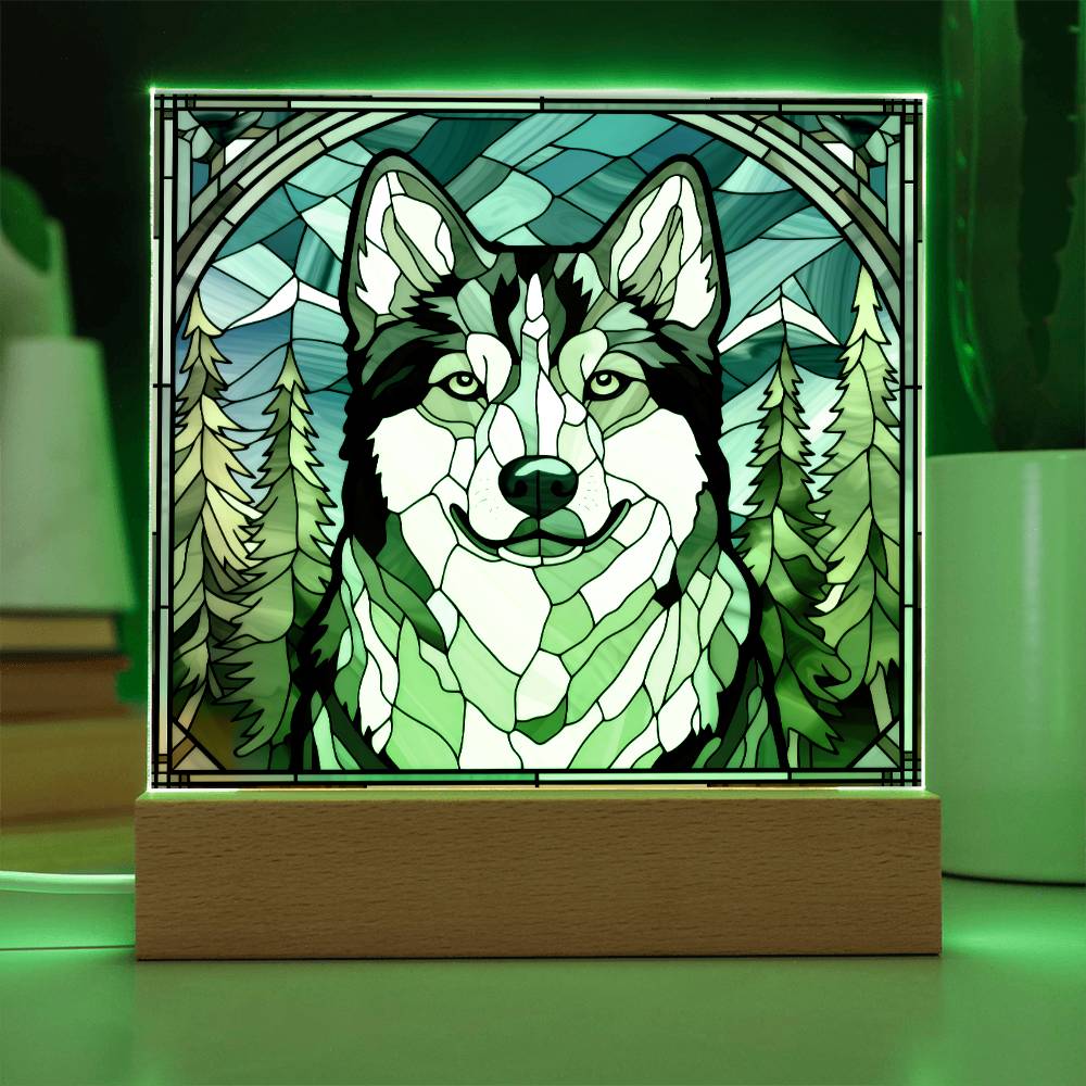 Siberian Husky Dog Acrylic  Square Plaque, Pet Memorial