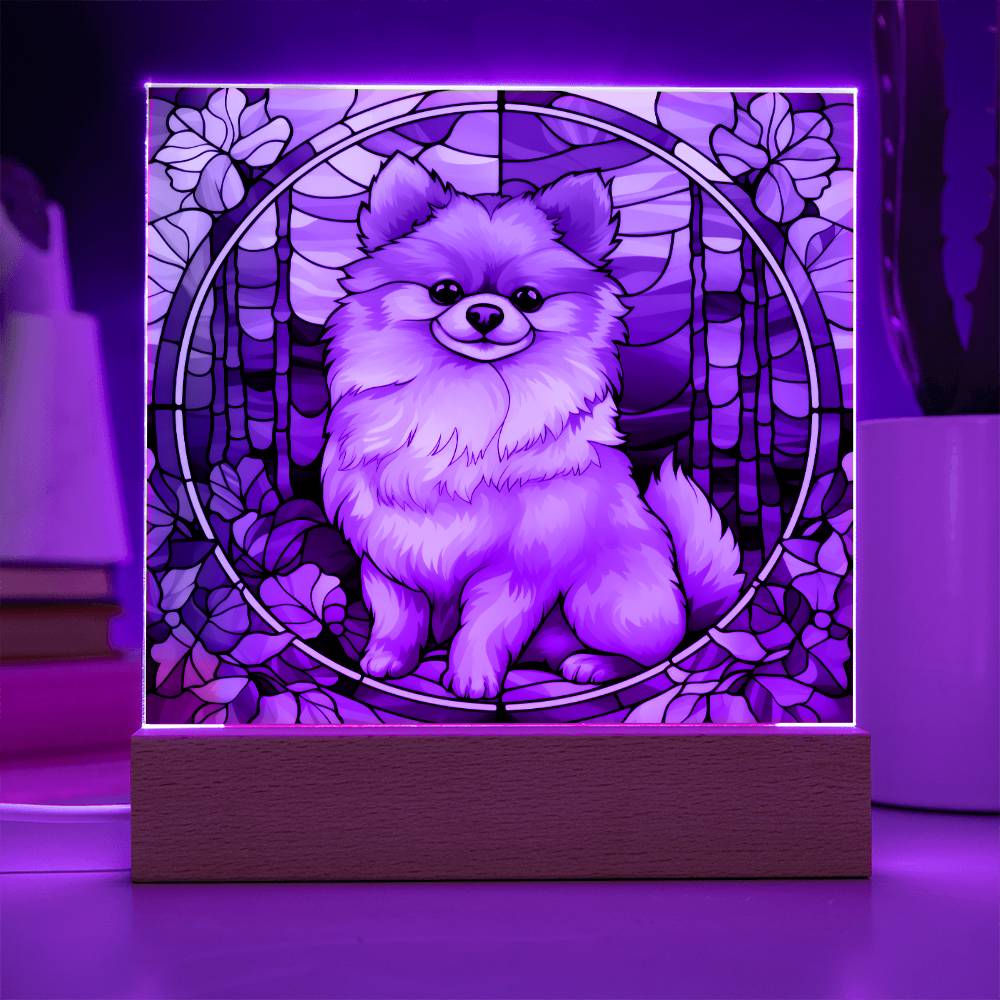 Pomeranian Dog Acrylic  Square Plaque, Pet Memorial