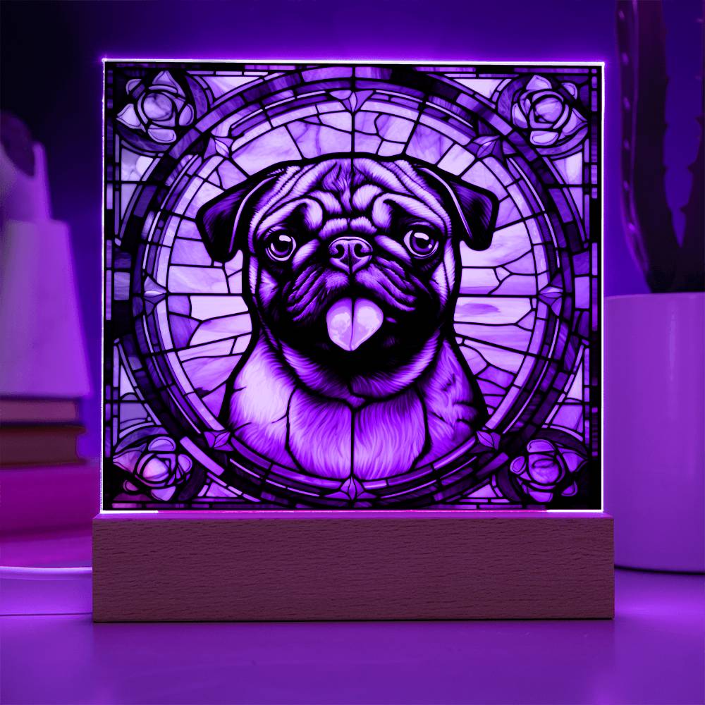 Pug2 Dog Acrylic  Square Plaque, Pet Memorial