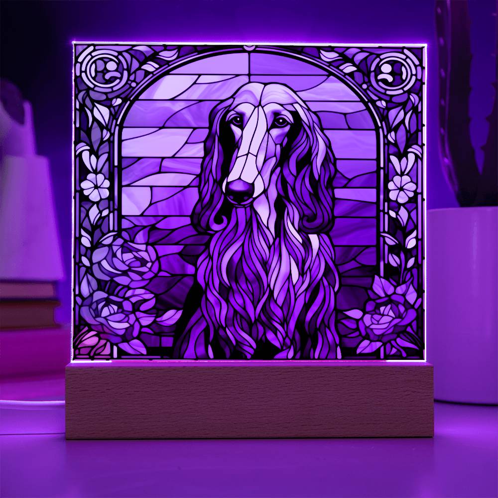 Grey Afghan Hound Dog Acrylic  Square Plaque, Pet Memorial