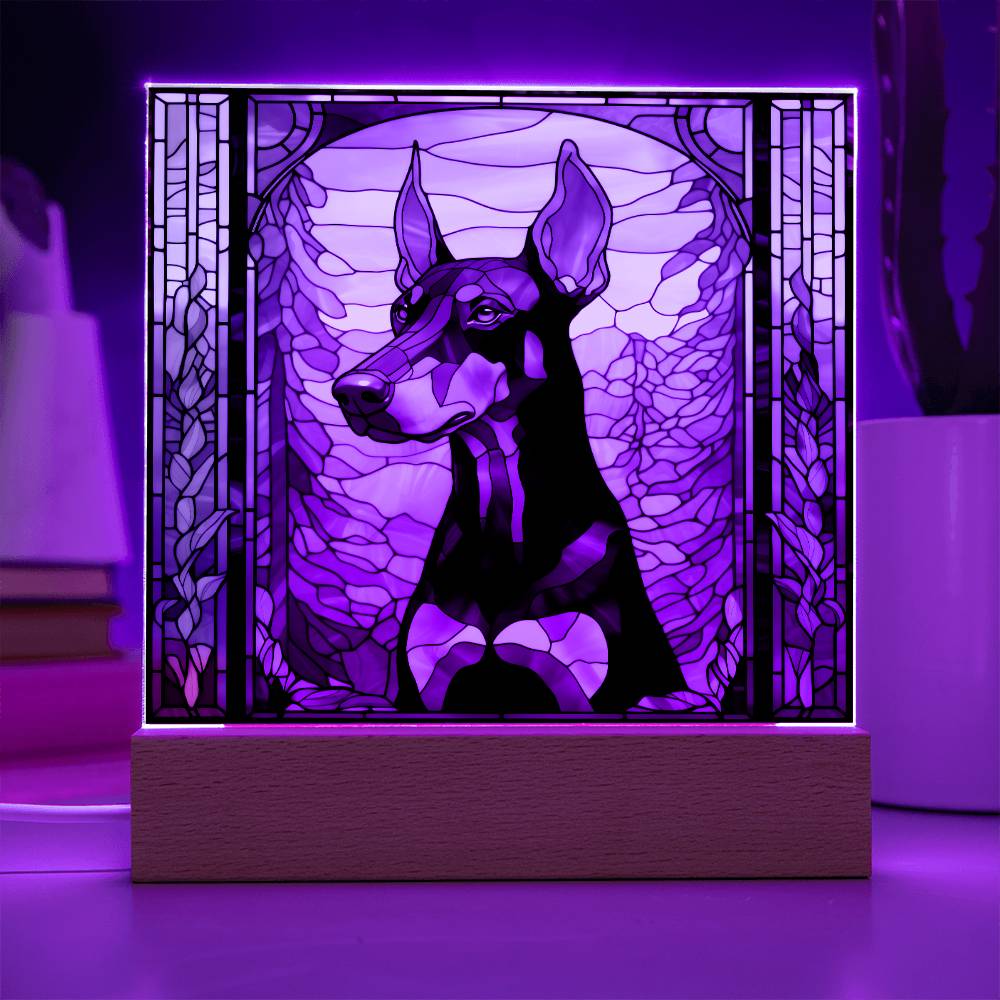 Dobermann Dog Acrylic  Square Plaque, Pet Memorial