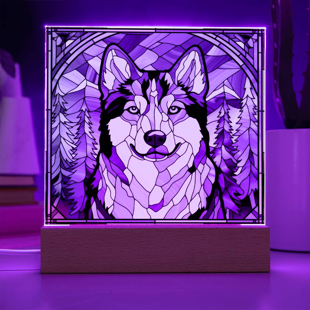 Siberian Husky Dog Acrylic  Square Plaque, Pet Memorial