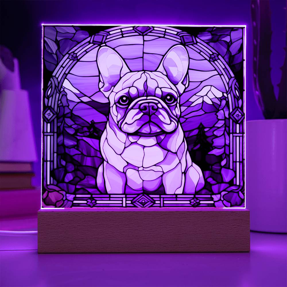 White French Bulldog (1) Dog Acrylic  Square Plaque, Pet Memorial