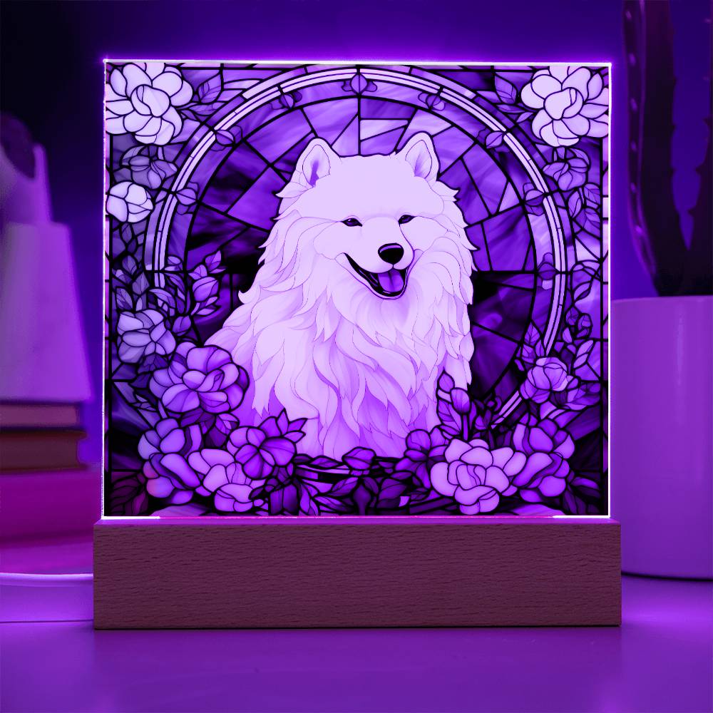 Samoyed Dog Acrylic  Square Plaque, Pet Memorial