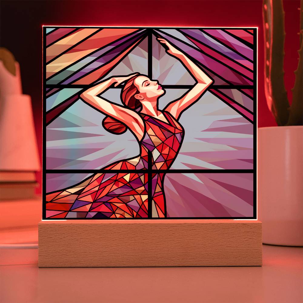 Dancer Sublimation Stained Glass Square Acrylic Plaque