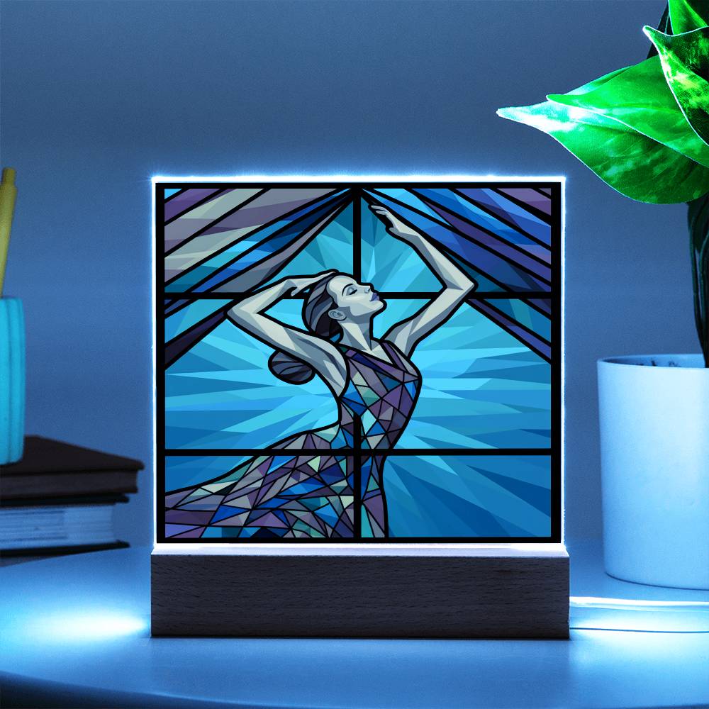 Dancer Sublimation Stained Glass Square Acrylic Plaque