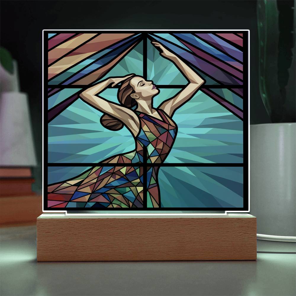 Dancer Sublimation Stained Glass Square Acrylic Plaque