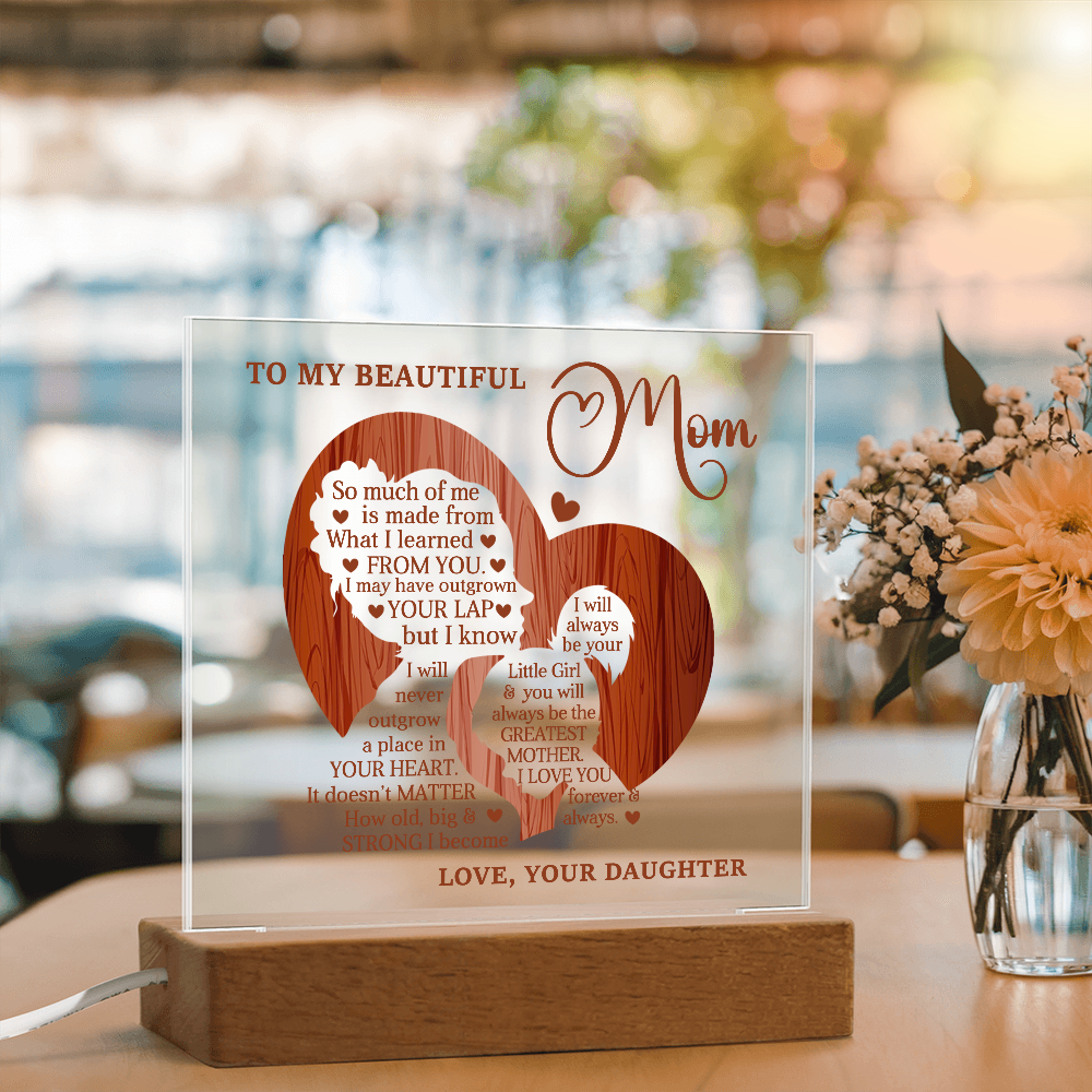 My Beautiful Mom Square Acrylic Plaque and Nightlight