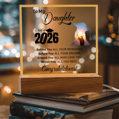 Daughter's 2026 Graduation Acrylic Light Up Plaque