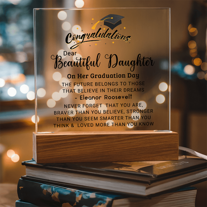 Congratulations Beautiful Daughter on Graduation Plaque