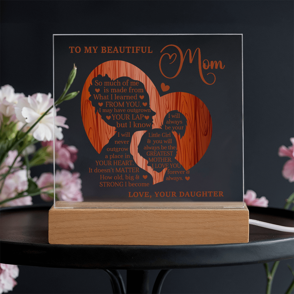 My Beautiful Mom Square Acrylic Plaque and Nightlight