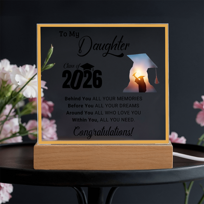 Daughter's 2026 Graduation Acrylic Light Up Plaque