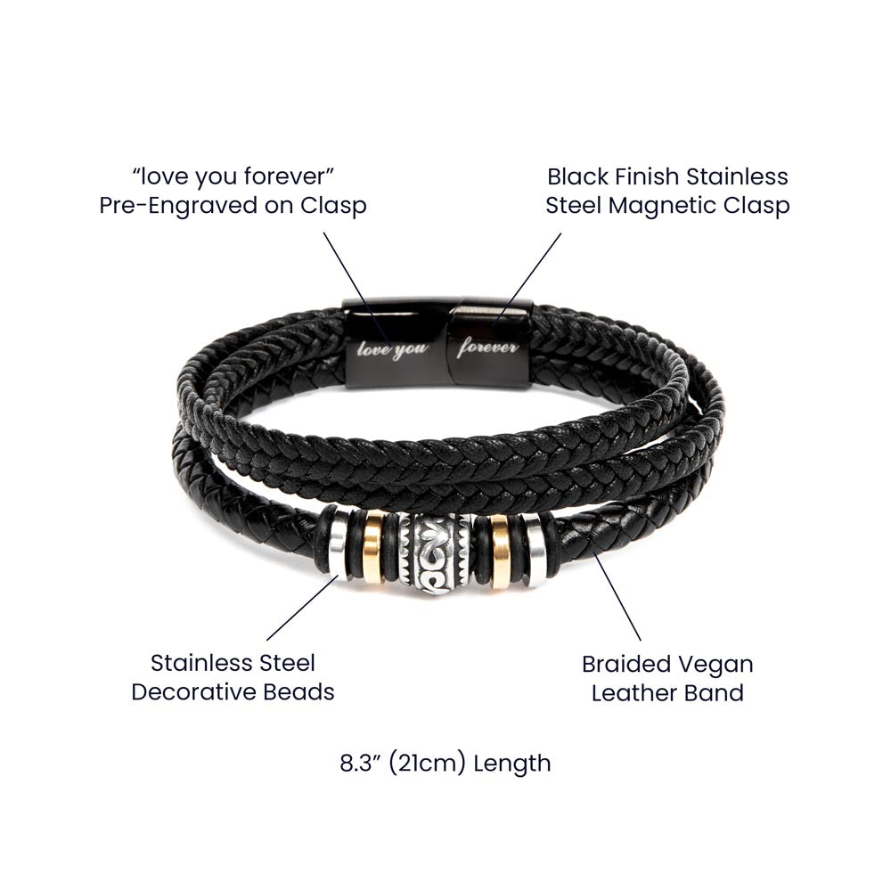 Dear Daddy Love You Forever Leather Bracelet