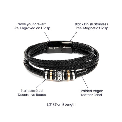 Dear Daddy Love You Forever Leather Bracelet