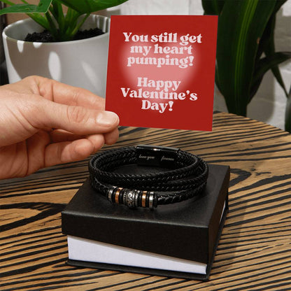 Valentine's Day Leather Love You Forever Bracelet for Husband or Boyfriend