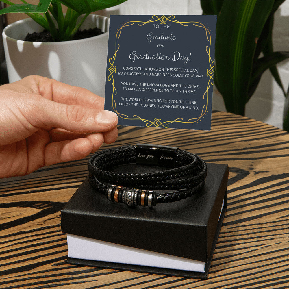 GRADUATION LEATHER BRACELET GIFT FOR HIM