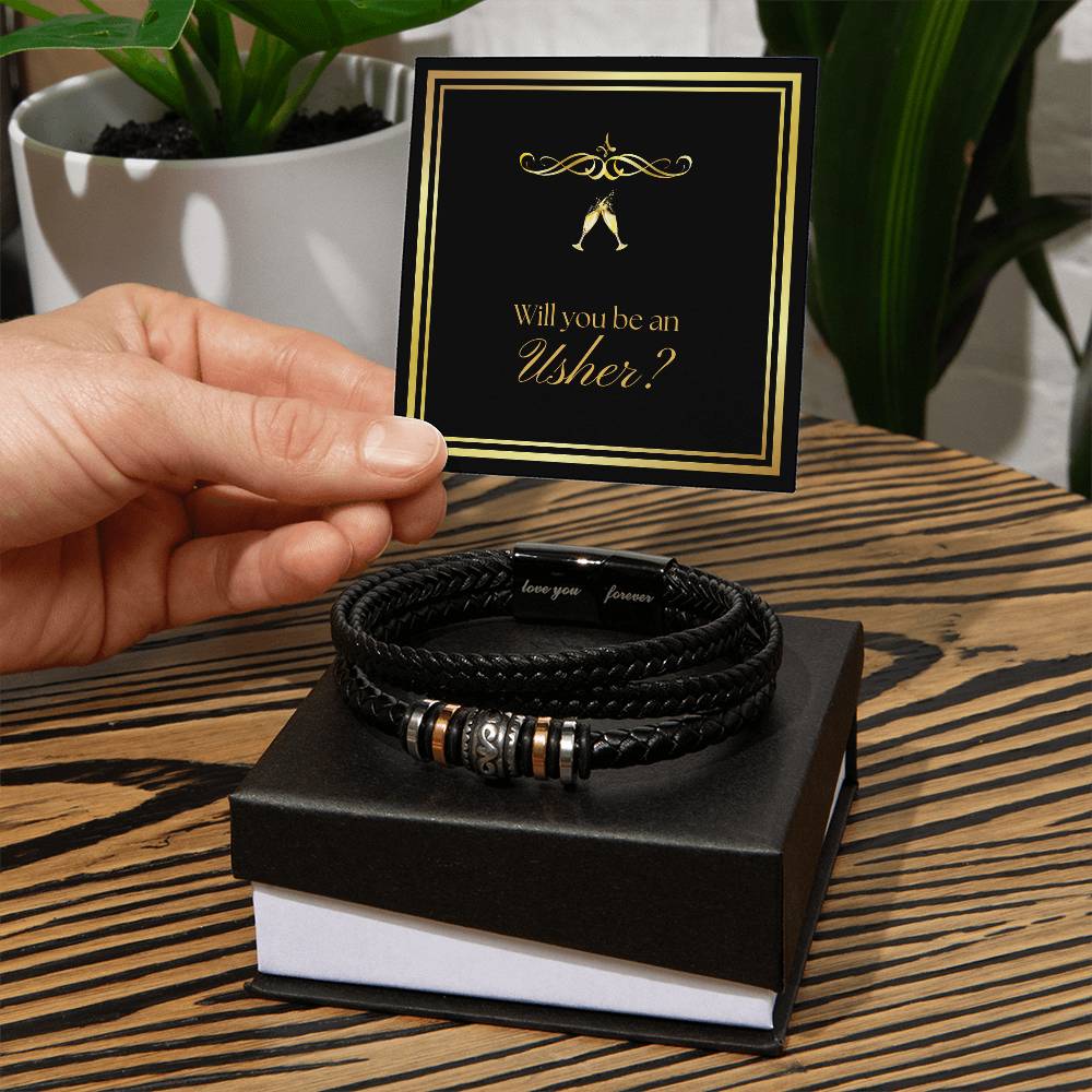 Will You Be An Usher? Leather Bracelet