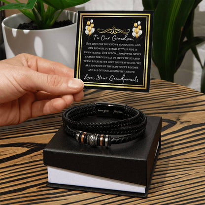 Grandson Graduation Leather Bracelet