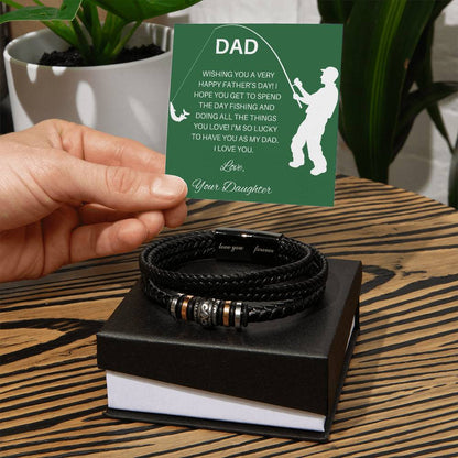 Fisherman Father's Day Leather Bracelet