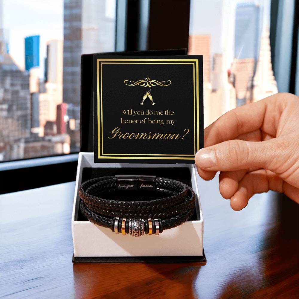 Groomsman Proposal  Leather Bracelet