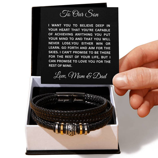 Special Son Leather Bracelet from Mom and Dad