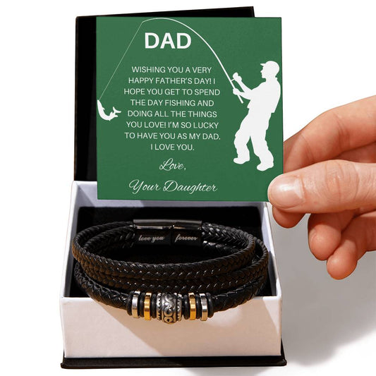 Fisherman Father's Day Leather Bracelet