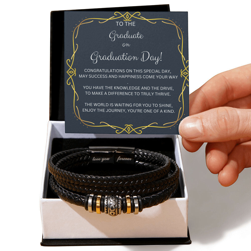 GRADUATION LEATHER BRACELET GIFT FOR HIM