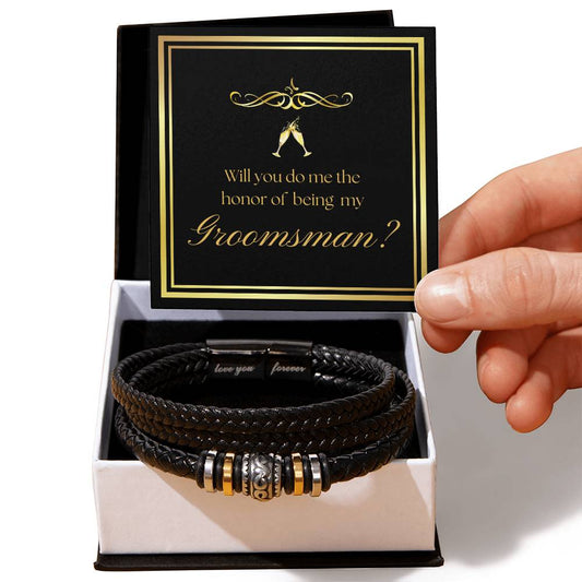 Groomsman Proposal  Leather Bracelet