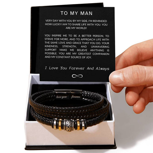 Love You Forever Men's Leather Bracelet