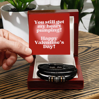 Valentine's Day Leather Love You Forever Bracelet for Husband or Boyfriend