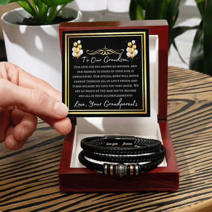 Grandson Graduation Leather Bracelet