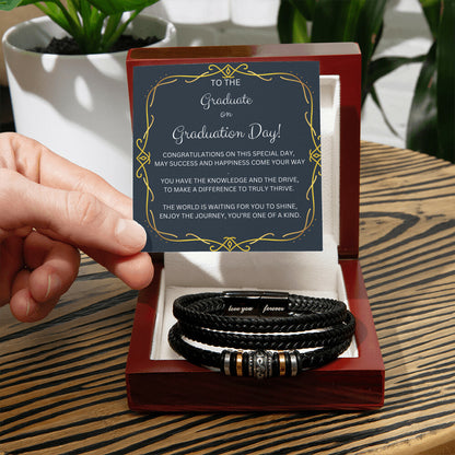 GRADUATION LEATHER BRACELET GIFT FOR HIM