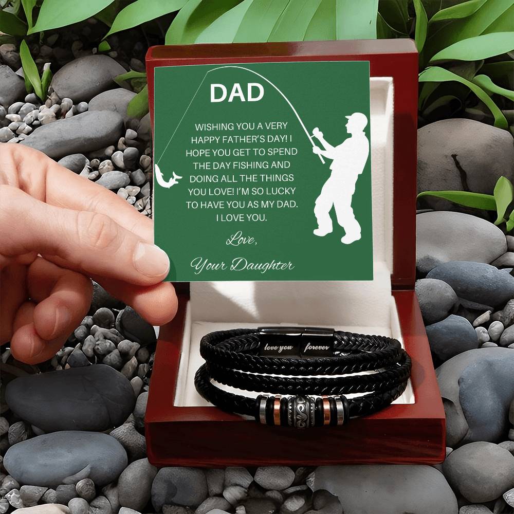 Fisherman Father's Day Leather Bracelet