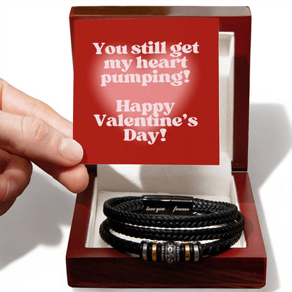 Valentine's Day Leather Love You Forever Bracelet for Husband or Boyfriend